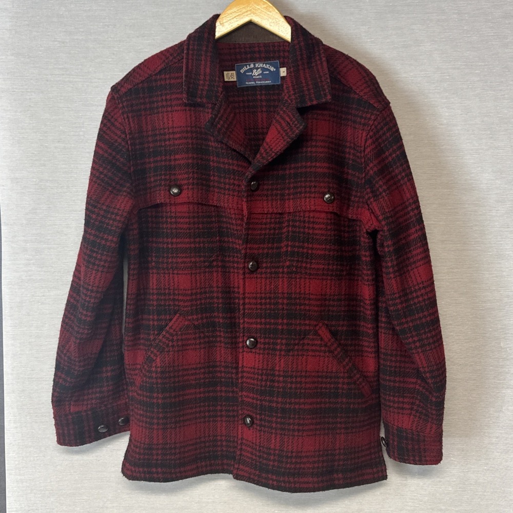 Bills Khakis Berkshire Red Wool Plaid Coat Jacket Size S - Made In USA Bill's